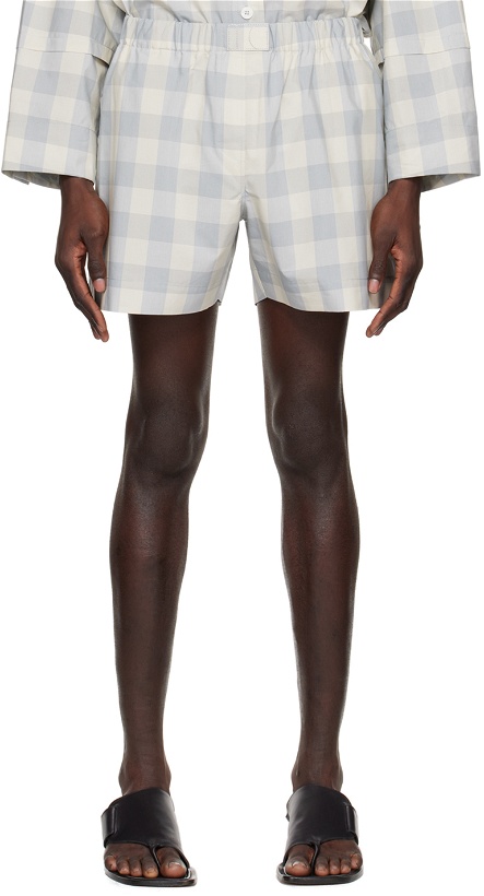 Photo: LOW CLASSIC Blue & Off-White Check Shorts