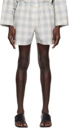 LOW CLASSIC Blue & Off-White Check Shorts