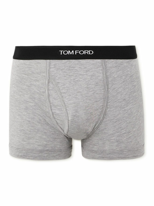 Photo: TOM FORD - Stretch-Cotton and Modal-Blend Boxer Briefs - Gray