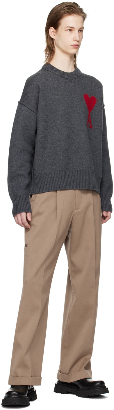 AMI Paris Gray Ami de Cœur Sweater