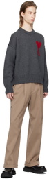 AMI Paris Gray Ami de Cœur Sweater