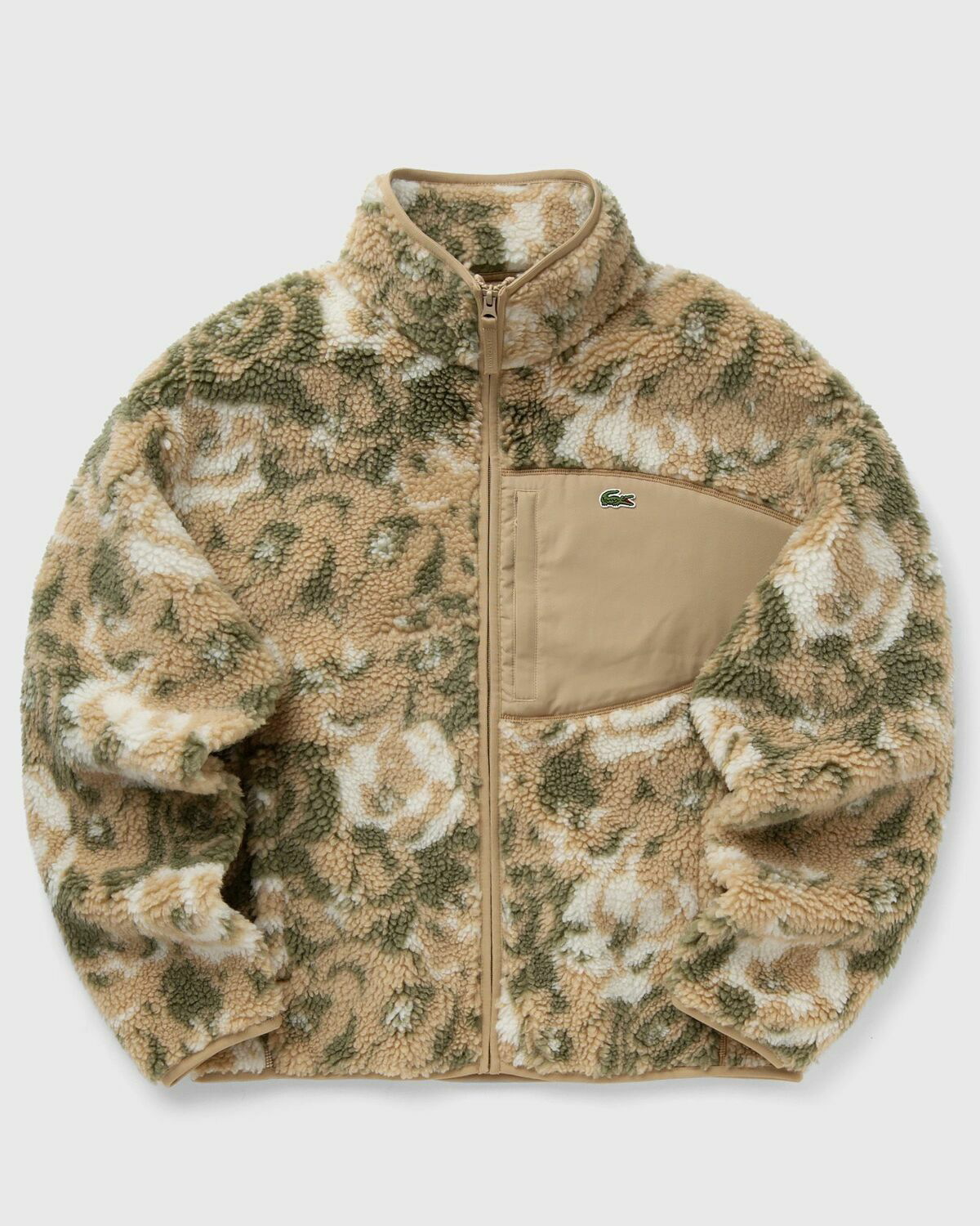 ■LACOSTE■ Men's Sherpa Fleece Blouson Khaki BH7145-54NIER Lacoste Fleece Zip Up Jacket Multi Fleece Jackets Lacoste
