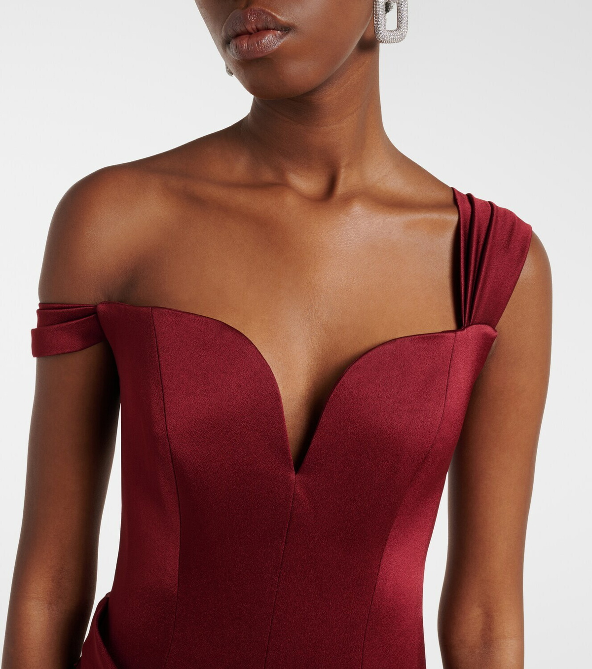 Alex Perry Draped crêpe satin bustier gown