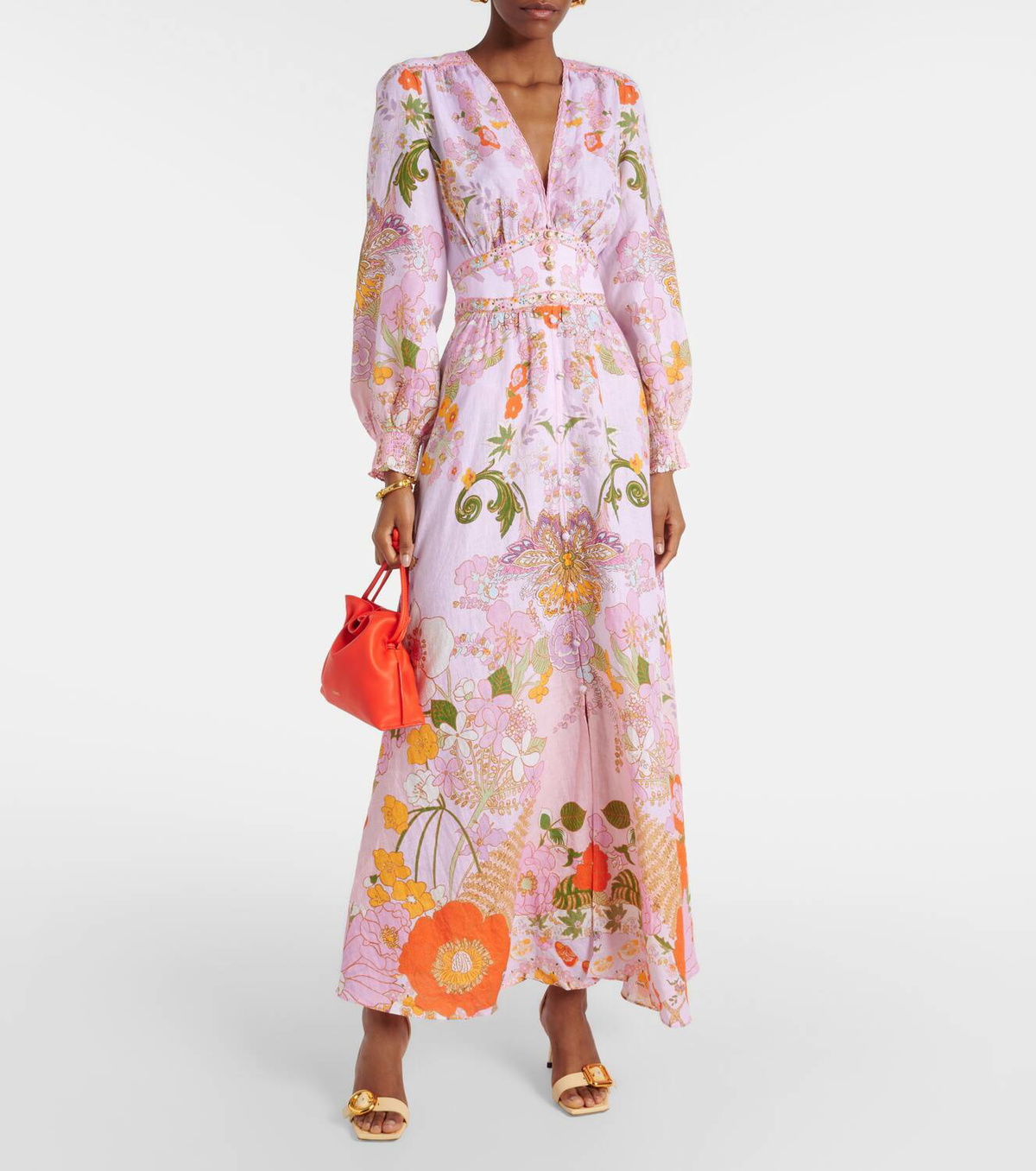 Camilla Embellished floral linen maxi dress Camilla