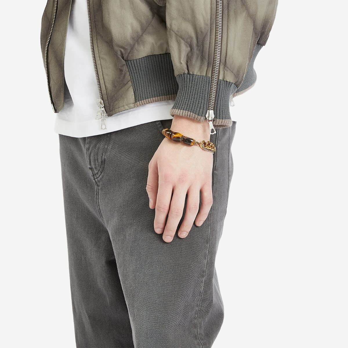 Dries Van Noten Men's Tiger Eye and Chain Bracelet in Tiger