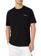 MC2 Saint Barth Man Black Cotton Jersey T-shirt Dover With St. Barth Embroidery