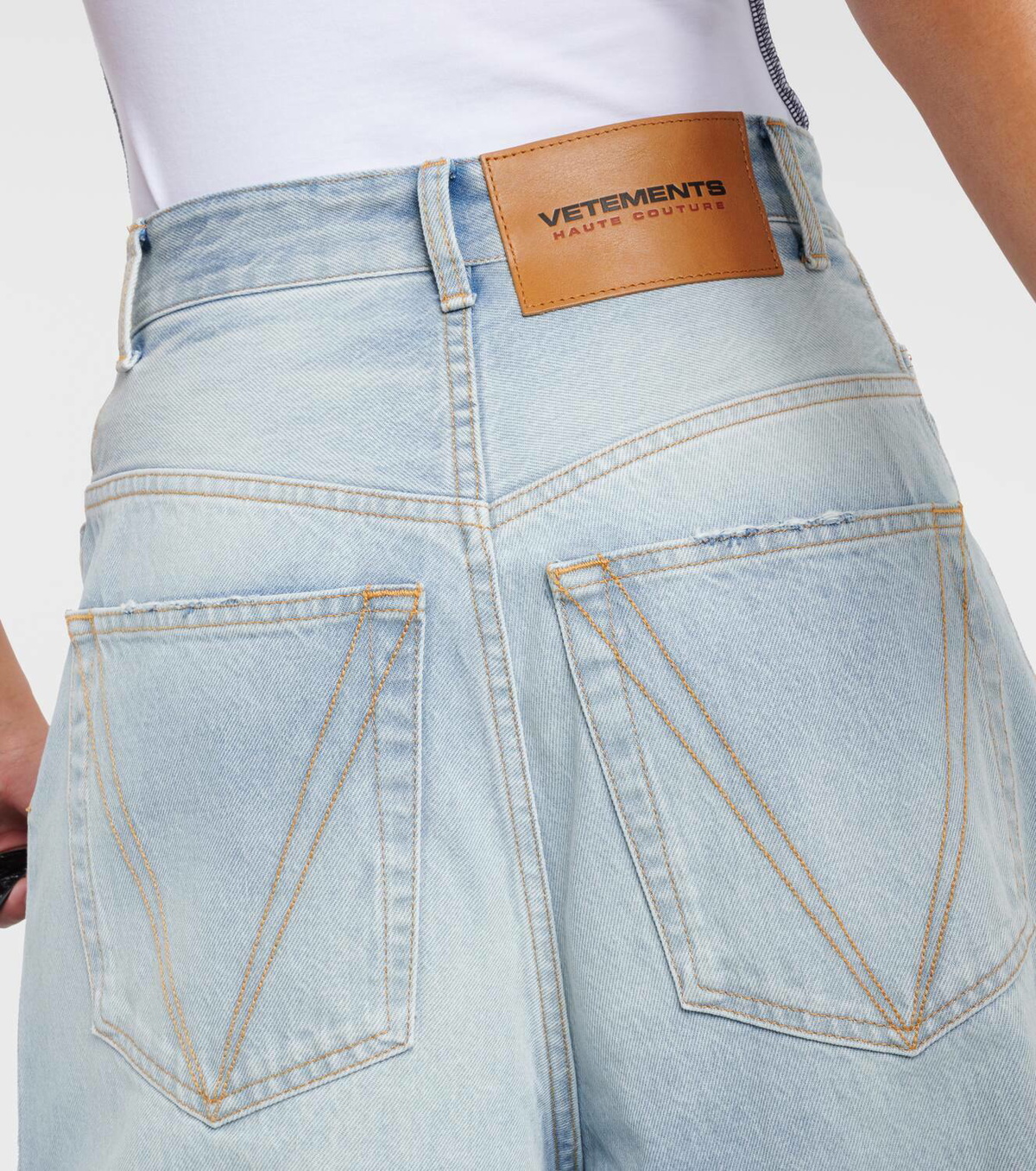 MUKZIN“Realm of Ethereal Mist”Vintage Blue Distressed Wide - Leg Jeans with Patchwork & Paint Splatter