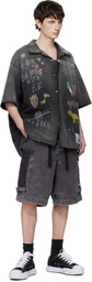 Maison MIHARA YASUHIRO Black Hand Drawing Print Shirt