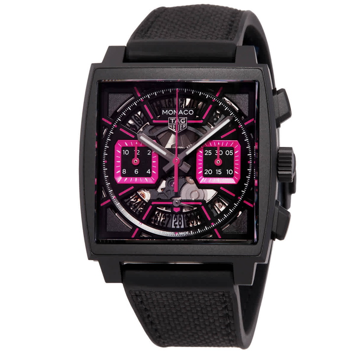 Photo: Tag Heuer Monaco Chronograph Automatic Pink Dial Unisex Watch CBL218B.FT6236