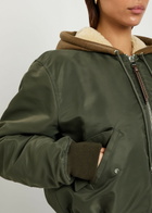 JW Anderson Shearling and Leather-trim Hooded Shell Bomber Jacket Khaki
