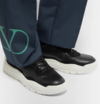 Valentino - Valentino Garavani Gumboy Suede-Trimmed Leather Sneakers - Black