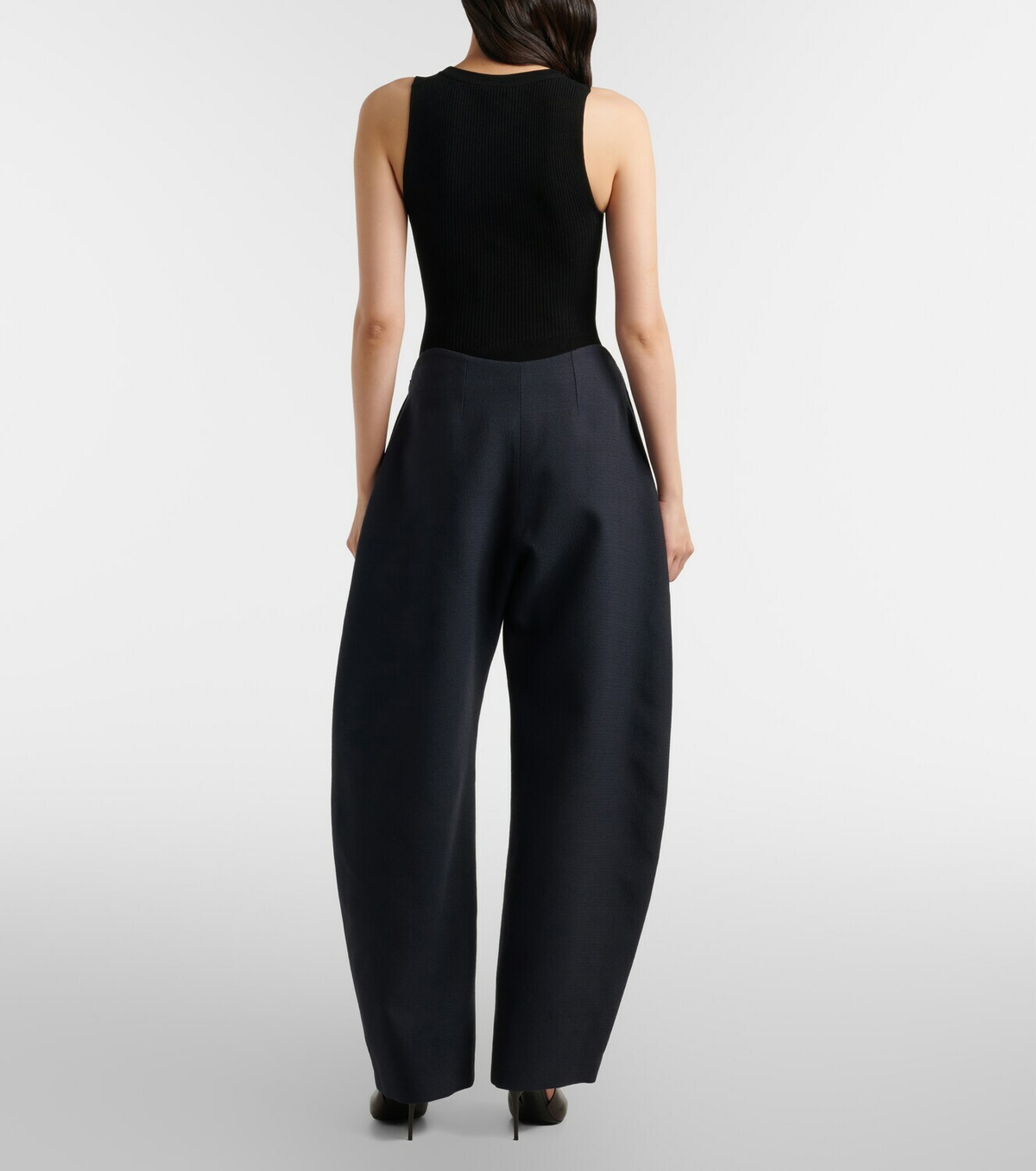 Alaïa Round wool crepe barrel-leg pants