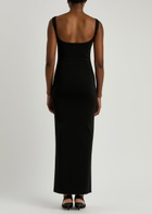 Galvan Freya Ribbed-knit Midi Dress Black