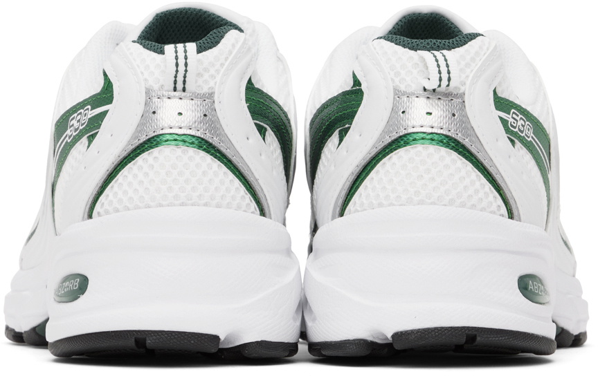 New Balance White & Green 530 Sneakers