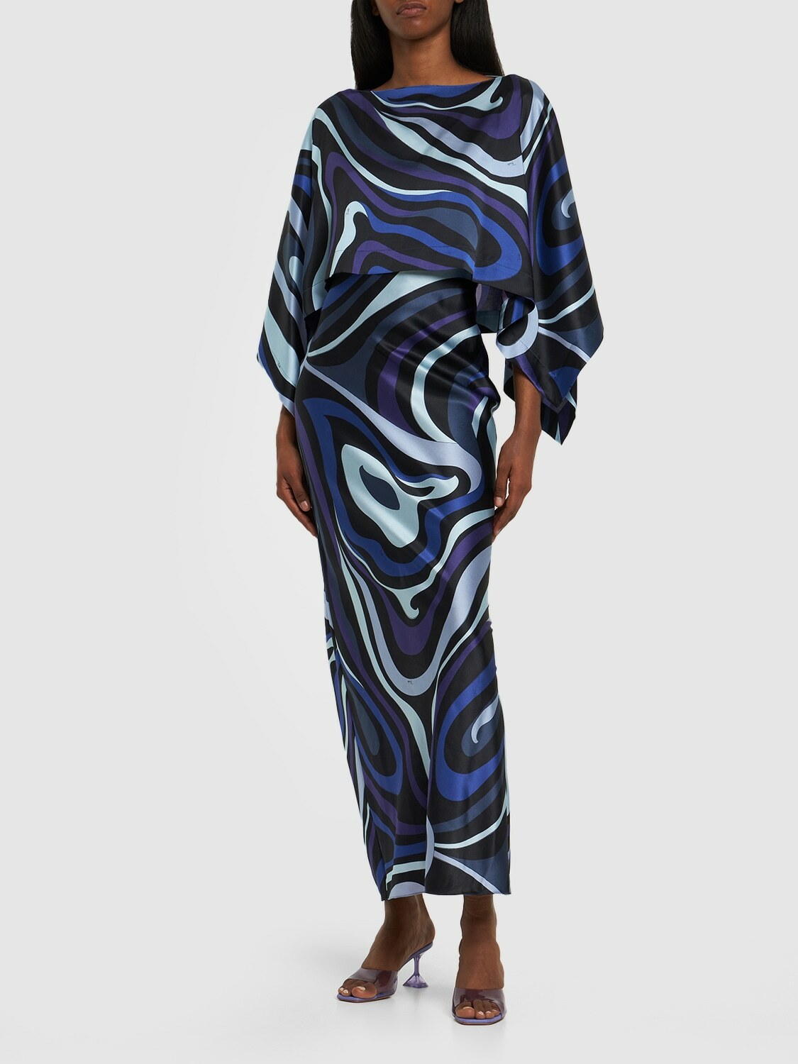 emilio pucci long dress Emilio Pucci Silk Pattern Maxi Dress | Miami Swim Week, Studio 54, Pucci Dress, Party Dress by Pucci
