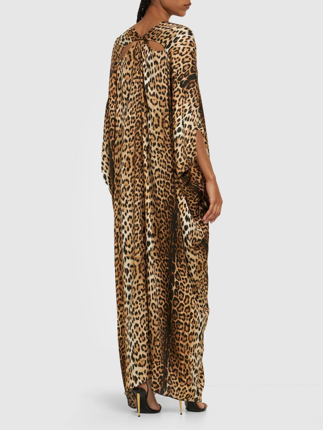 ワンピース ROBERTO CAVALLI JAGUAR SKIN DRESS Roberto Cavalli Jaguar Skin-print Ruched Dress | Neutrals