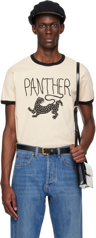 Photo: Valentino Off-White Cotton 'Panther' Print T-shirt