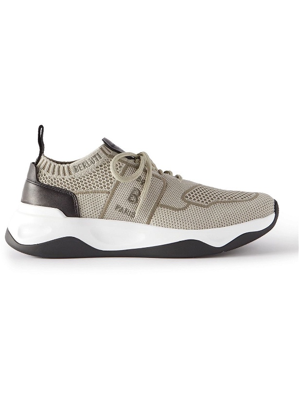 Photo: Berluti - Shadow Leather-Trimmed Mesh Sneakers - Neutrals