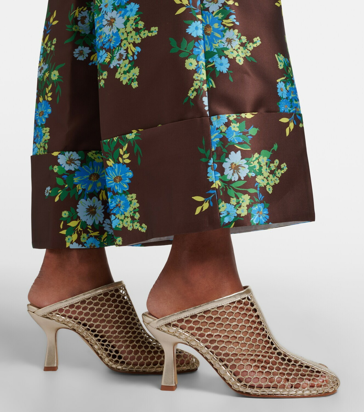 Souliers Martinez Giulia leather-trimmed fishnet mules