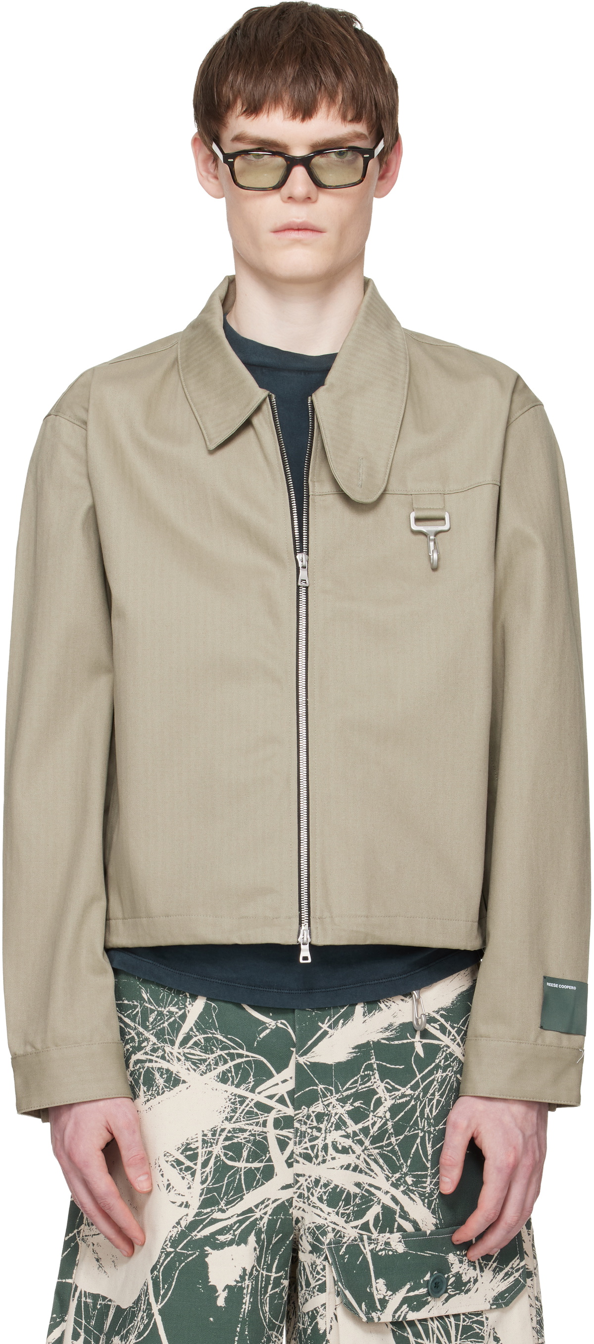 Reese Cooper Taupe Cotton Herringbone Work Jacket