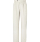 Mr P. - Pleated Cotton and Linen-Blend Suit Trousers - Gray
