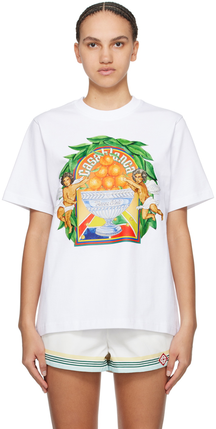 Casablanca White Triomphe D'Oranges T-Shirt Casablanca