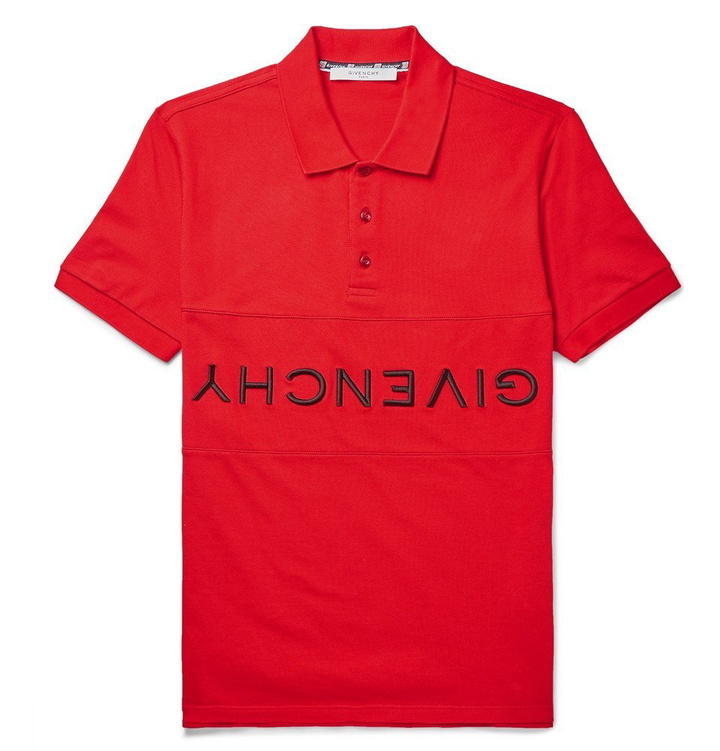 Photo: Givenchy - Slim-Fit Logo-Embroidered Cotton-Piqué Polo Shirt - Red