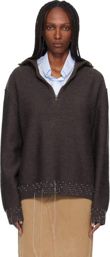 Photo: Maison Margiela Brown Loose Thread Sweater