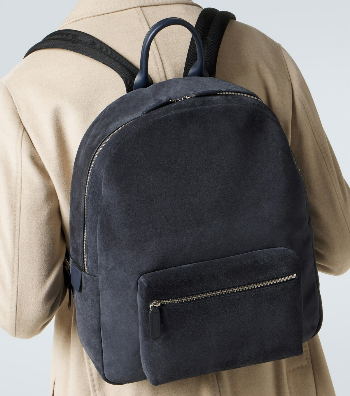 Kiton Leather-trimmed suede backpack