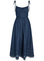 Zimmermann Mahon Broderie Anglaise Denim Midi Dress Navy