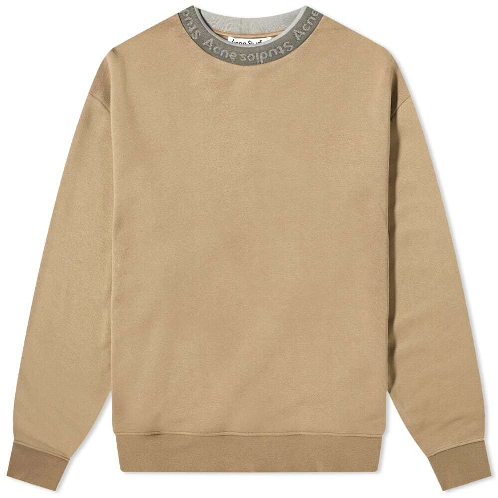 Acne Studios Men's Fulton Reverse Logo Rib Crew Sweat in Dark Beige ...