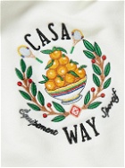 Casablanca - Casa Way Logo-Embroidered Organic Cotton-Jersey Hoodie - Neutrals