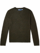 Polo Ralph Lauren - Suede-Trimmed Wool and Cashmere-Blend Sweater - Green