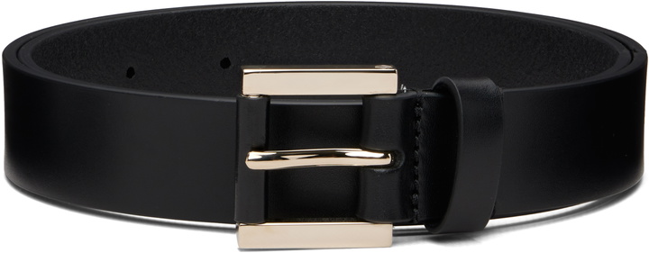Photo: TOM FORD Black Vacchetta Leather Detail Buckle Belt