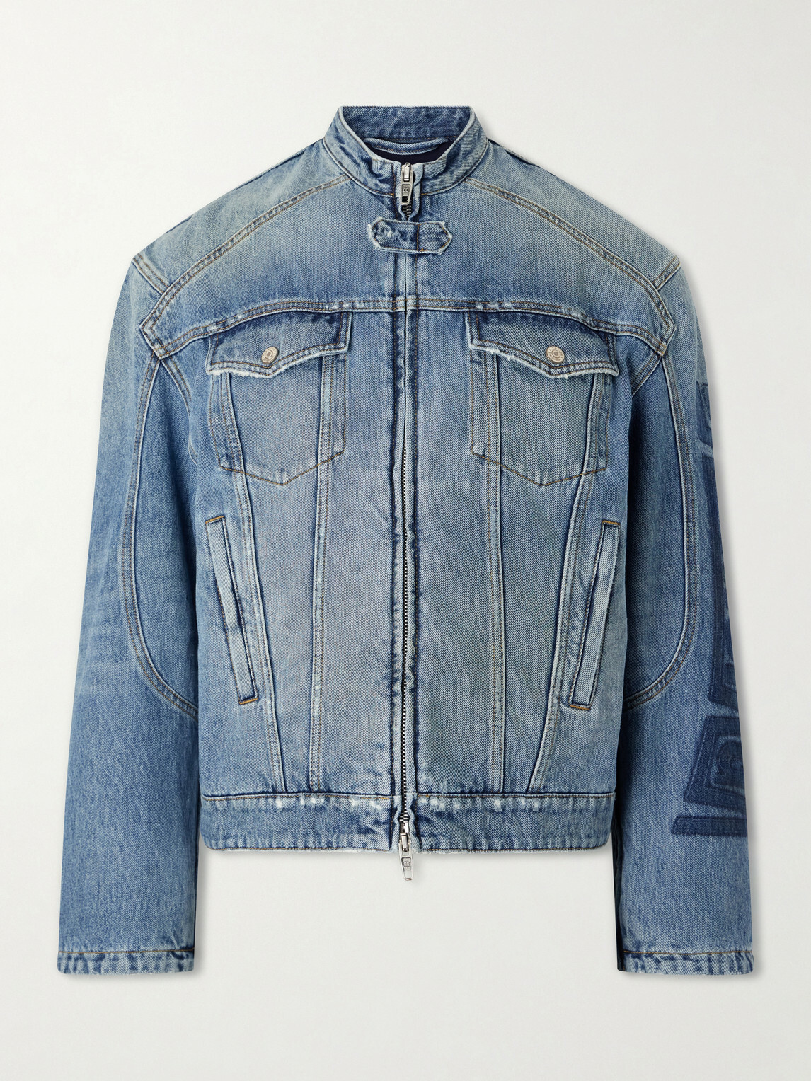 Balenciaga - Denim Motorcycle Jacket - Blue