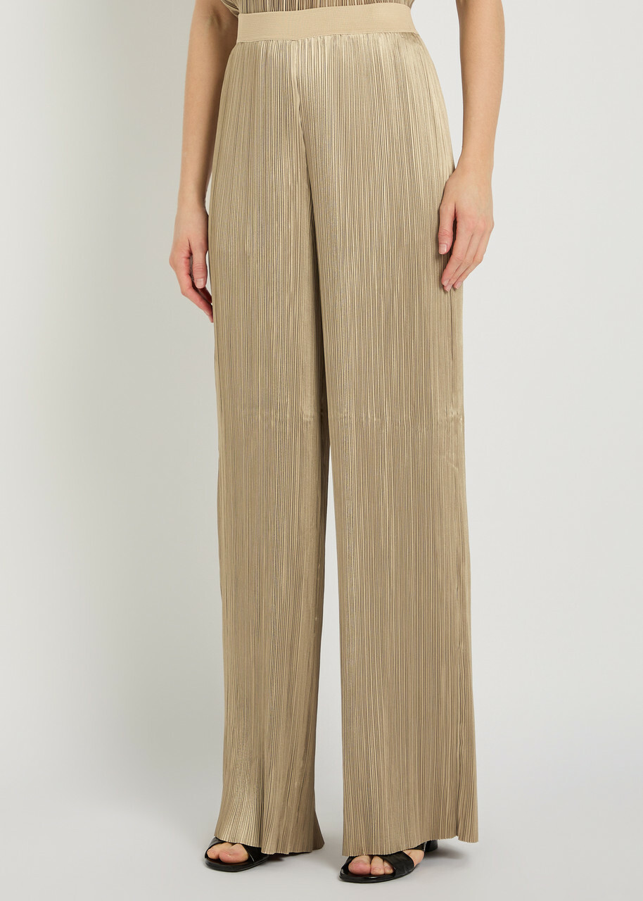 Joseph Amber Pleated Wide-leg Satin Trousers Beige