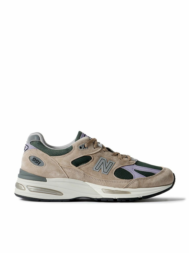 Photo: New Balance - 991v2 Suede, Leather and Mesh Sneakers - Neutrals