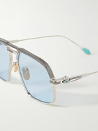 Jacques Marie Mage - Last Frontier VI Labarge Aviator-Style Turquoise-Detailed Silver- and Gunmetal-Tone Sunglasses