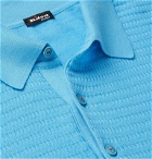 Kiton - Slim-Fit Waffle-Knit Cotton Polo Shirt - Blue