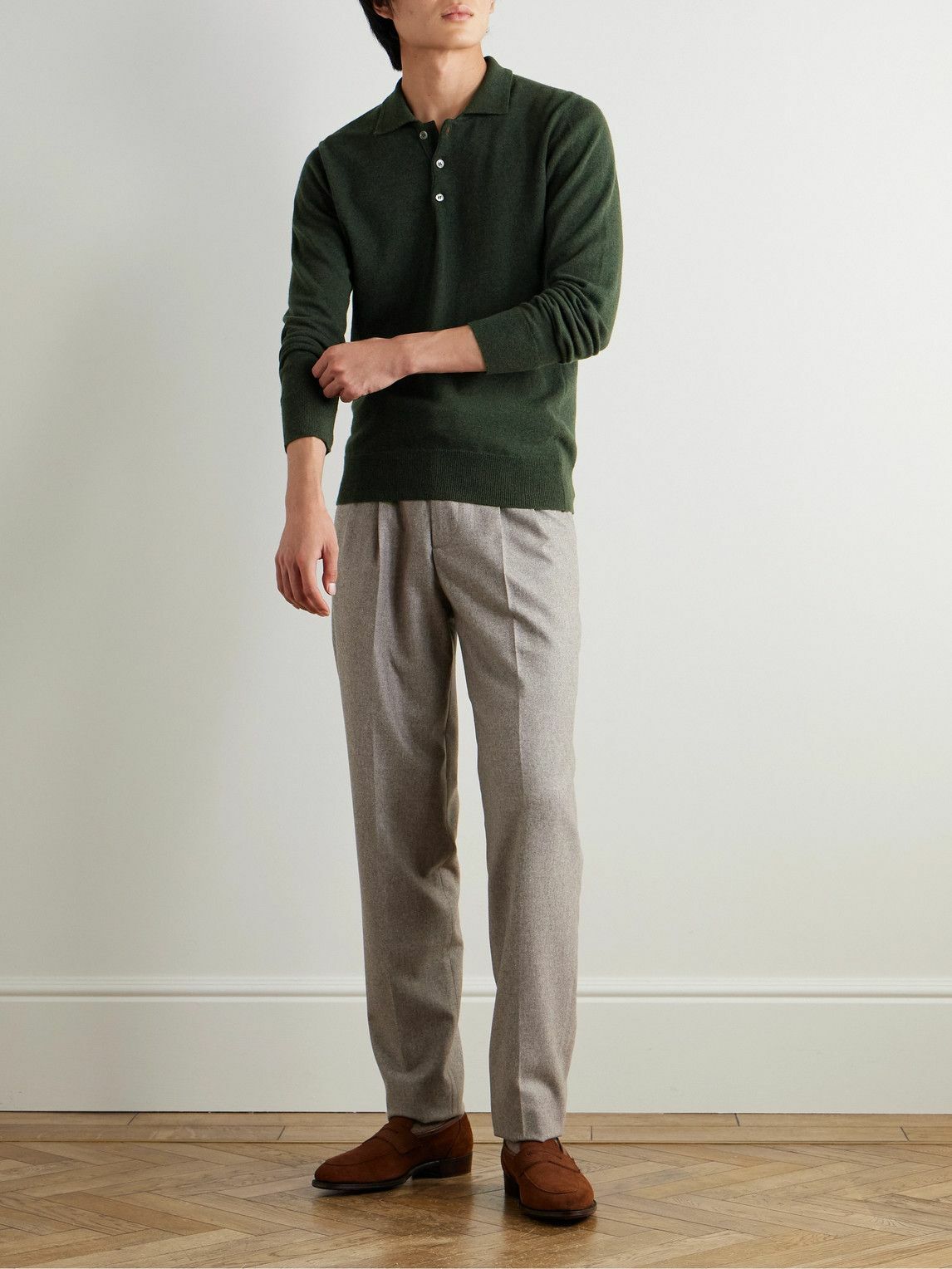 Kingsman - Wade Merino Wool and Cashmere-Blend Polo Shirt - Green