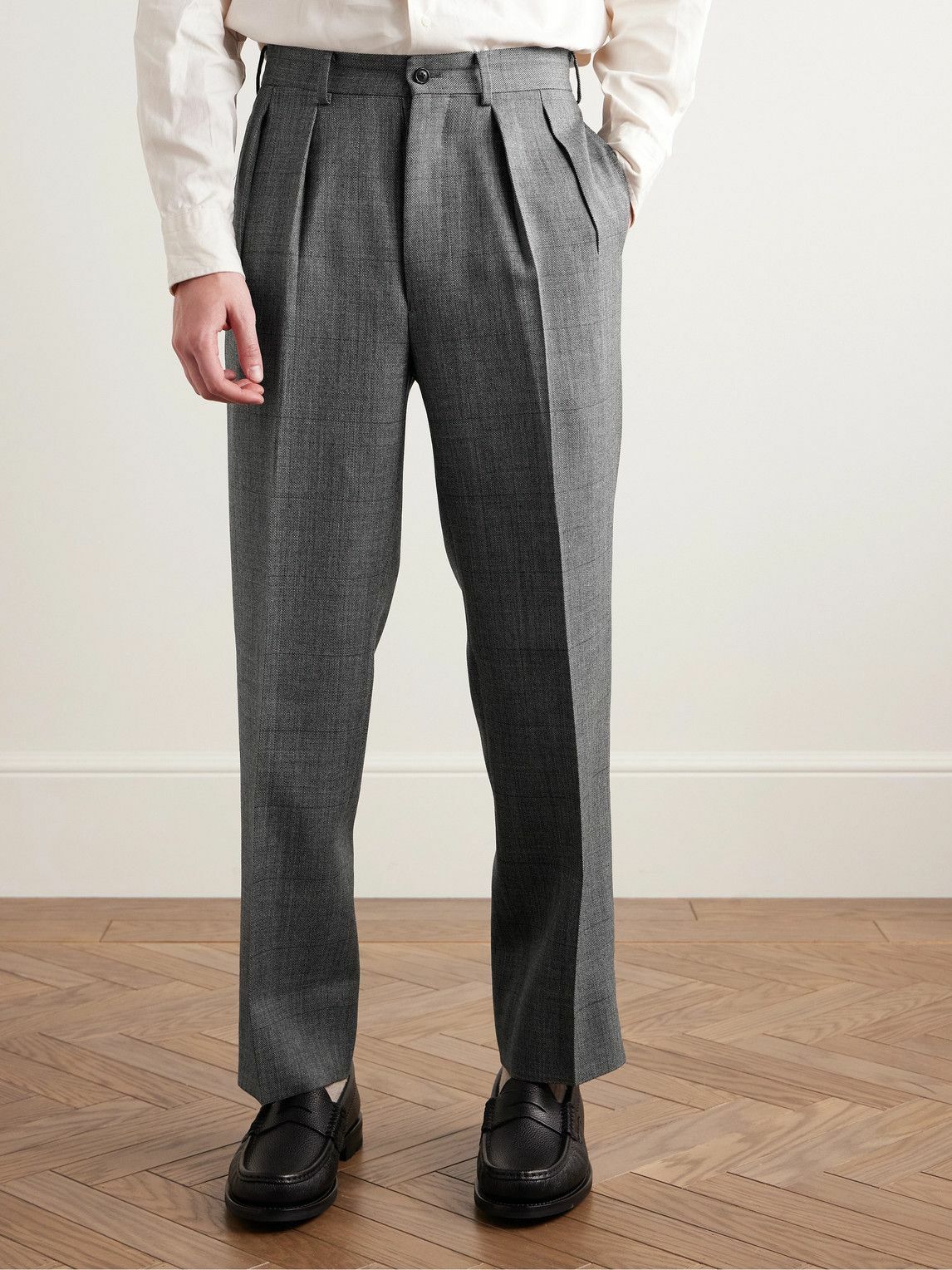 KAPTAIN SUNSHINE - Cotton Manhattan Trousers ( NAVY / ECRU