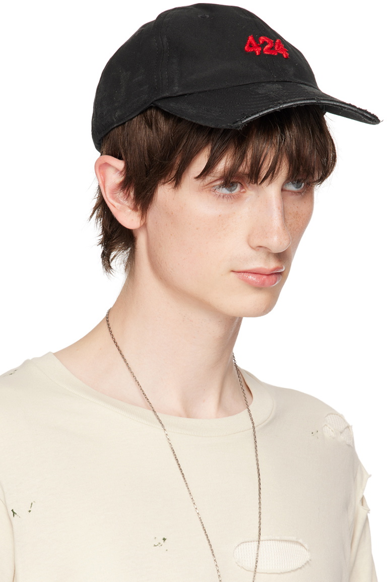 424 Black Distressed Baseball Cap 424