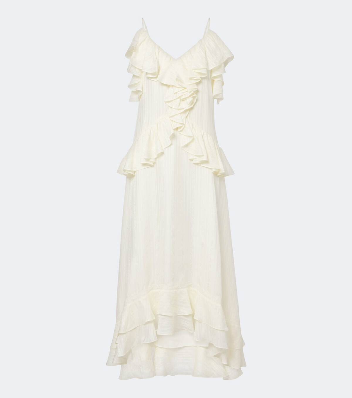 Xu Zhi Ruffled lace-trimmed silk-blend midi dress