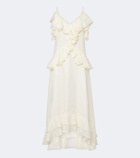 Xu Zhi Ruffled lace-trimmed silk-blend midi dress