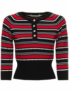 ALESSANDRA RICH Striped Wool Knit Sweater