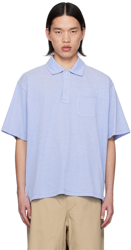 Photo: Engineered Garments Blue Two-Button Polo