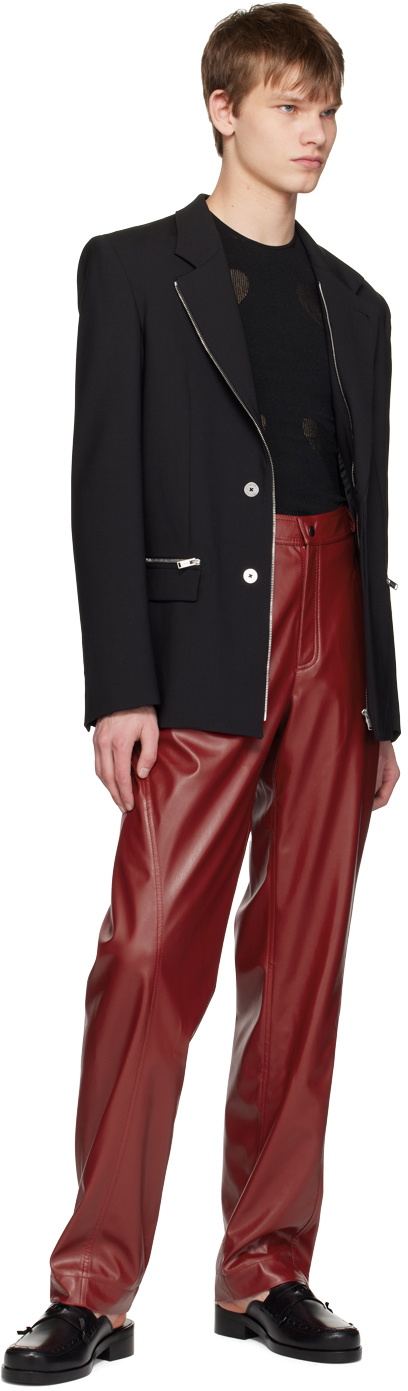 Situationist Burgundy Four-Pocket Faux-Leather Pants