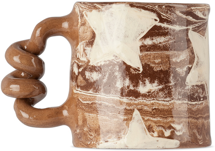 Photo: Harlie Brown Studio Brown & Off-White Marbled White Star Wiggle Mug