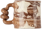Harlie Brown Studio Brown & Off-White Marbled White Star Wiggle Mug