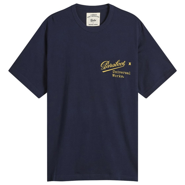 Photo: Universal Works Men's x Paraboot Jersey Print T-Shirt in Navy
